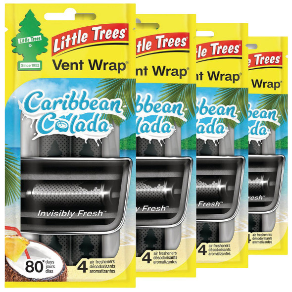 Little Trees Caribbean Colada Scent Vent Wrap (4-Pack) CTK-52725-24