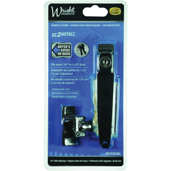 Wright Keyed Black Push Button Latch with 1-3-4 In. Hole Spacing VK333X3BL 212186