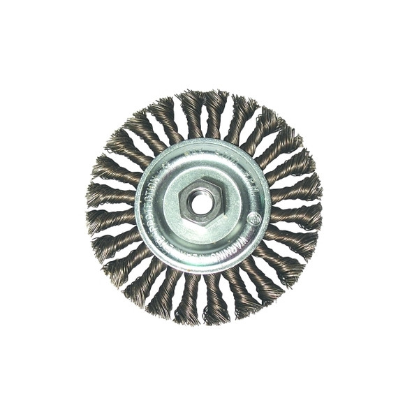 Standard Twist Knot Wheels, 6 in D, 1/2 in Face, 0.23 Stainless Steel Wire