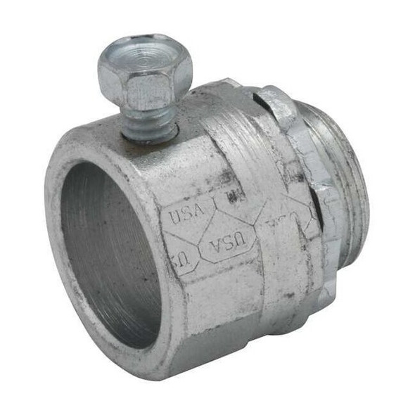 Raco EMT Grounding Connector, 3-1/2 in, Set Screw, Steel, Zinc Plated, Gray 2144
