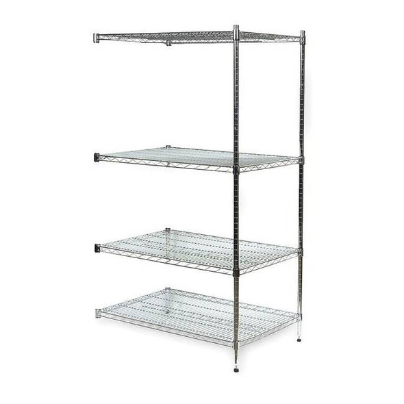 Manufacturer Varies Wire Shelving, 18"D x 24"W x 63"H, 4 Shelves, Chrome 2HGJ3