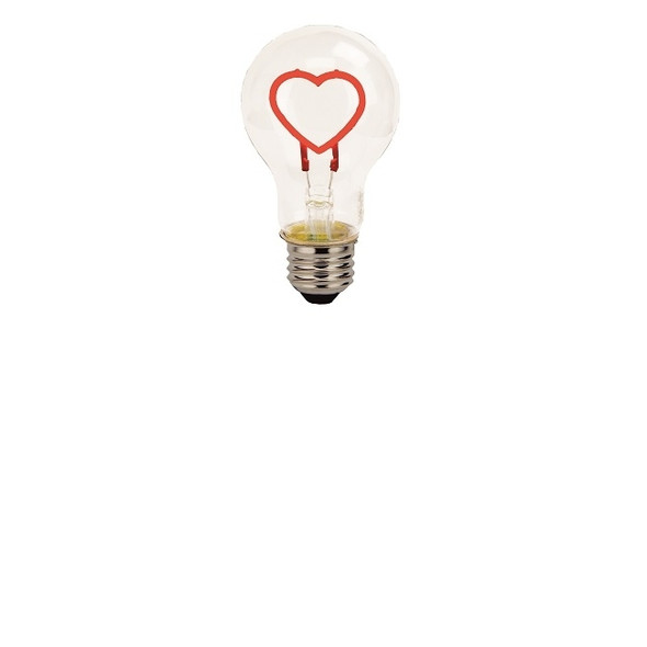 TCP FSA19HEARTRBD LED A19 Filament Heart Shape Base-Down Red E26 120V