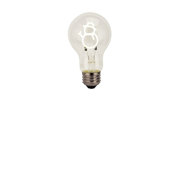 TCP FSA19SNOWMANBD LED A19 Filament Snowman Shape Base-Down White 120V
