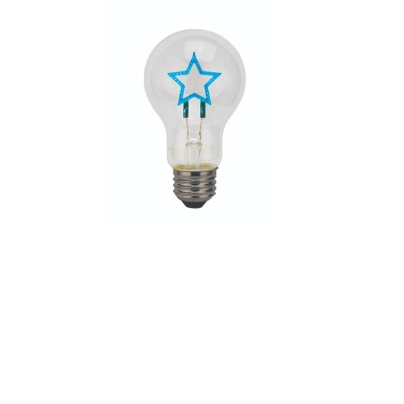 TCP FSA19STARBBD LED A19 Filament Blue Star Shape Base-Down 120V