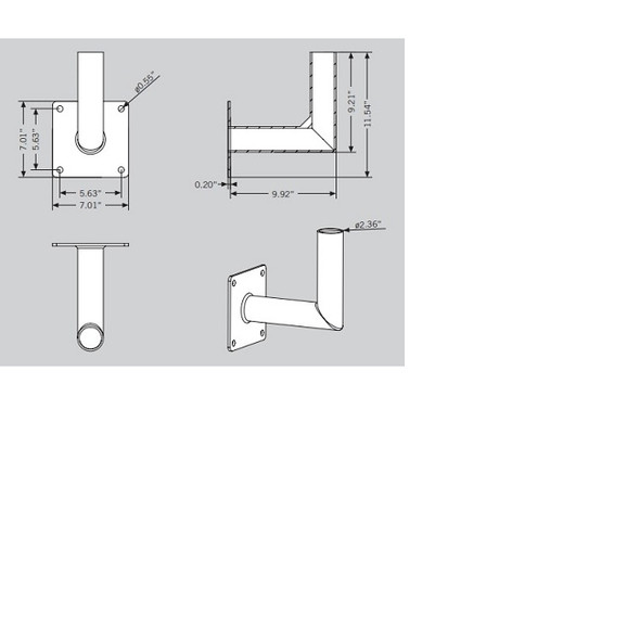 Keystone KT-WMT-S90 Wall Mount Tenon Single 2-3/8" 90 Degree Bronze