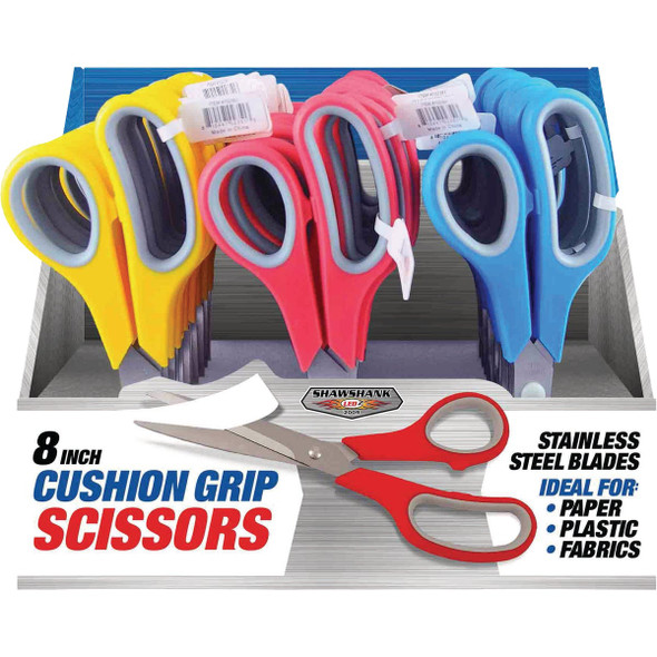 Shawshank LEDz 8 In. Cushion Grip Stainless Steel Scissors 702351 Pack of 36