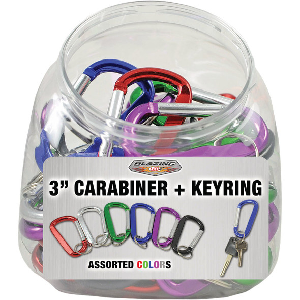 Shawshank Ledz 3 In. Assorted Colors Carabineer with Key Ring 702105 Pack of 48