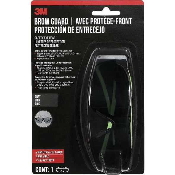 3M Black-Green Frame Brow Guard Safety Glasses with Gray Lenses 47101H1-VDC 313909