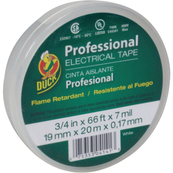 Duck Brand 0.75 In. x 66 Ft. x 7 mil White Professional Electrical Tape 300877
