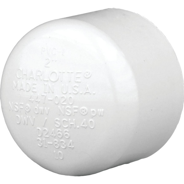 Charlotte Pipe 2 In. Solvent Weld Schedule 40 PVC DWV Cap PVC 00116 0800HA
