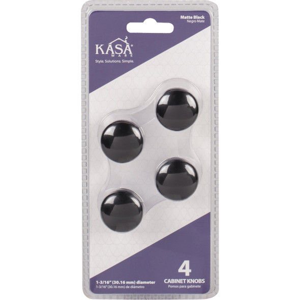 KasaWare 1-3-16 In. Diameter Zinc Diecast Matte Black Cabinet Knob (4-Pack) K778MB-4 234859
