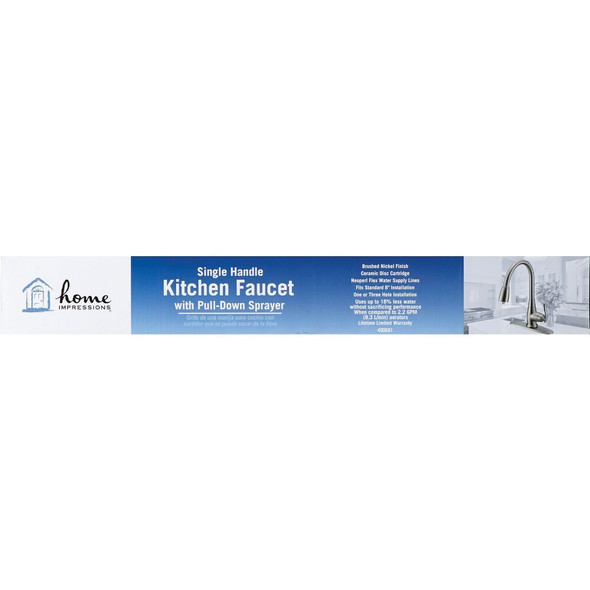 Home Impressions 1-Handle Lever Pull-Down Kitchen Faucet, Brushed Nickel FP4AF268NP-JPA9 400681