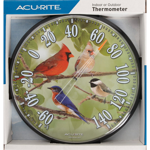 Acurite 12" Dia Plastic Dial Songbird Indoor & Outdoor Thermometer 01781A5 632945