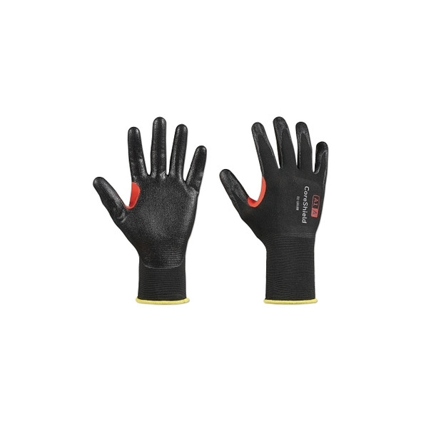 CoreShield™ A1/A Coated Cut Resistant Gloves, 8/M, Nylon Black Liner, Nitrile Super-Thin Black Coating, 18 ga