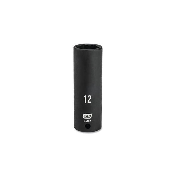Impact Socket, 1/4 in Drive Size, 12 mm Opening Size, 6-point, Deep Length