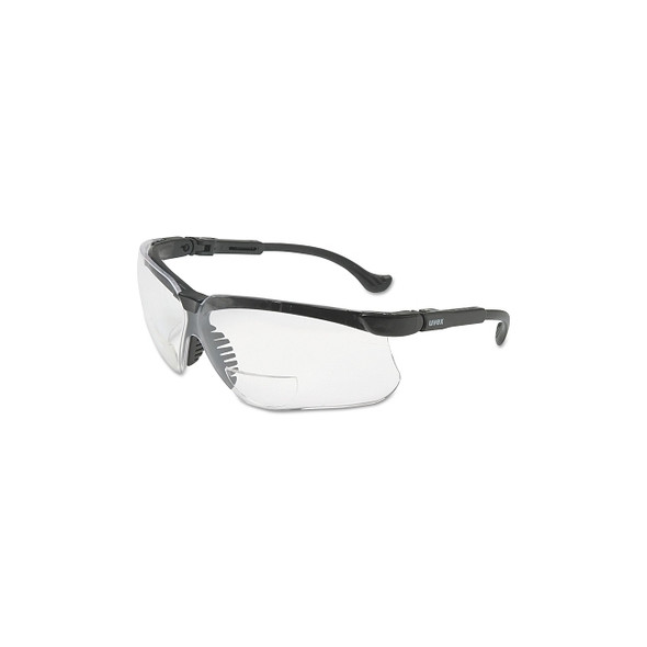 Genesis Readers Eyewear, Clear +2.0 Diopter Polycarb Hard Coat Lenses, Blk Frame