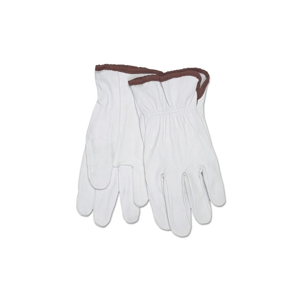 Goatskin Drivers Gloves, Goatskin/Poly/Cotton, XXL, White/Yellow
