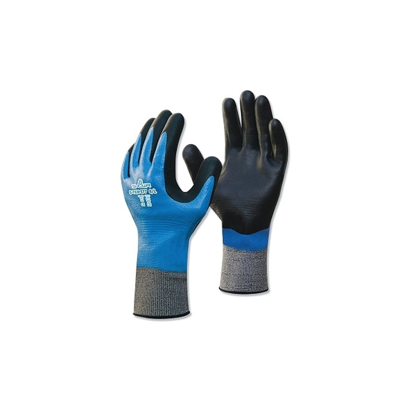 Nitrile, Cut Resistant Gloves, Size 2XL, 4 ANSI/ISEA Cut Level, Black, Blue