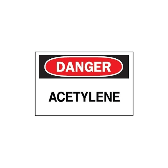 Chemical & Hazardous Material Signs, Danger, Acetylene, White/Red/Black