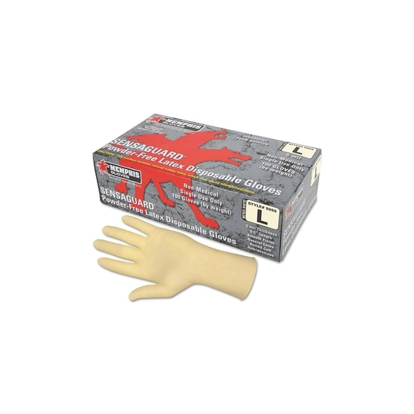 Disposable Latex Gloves, Powder Free, Rolled Cuff, 5 mil, Nat. White, Small