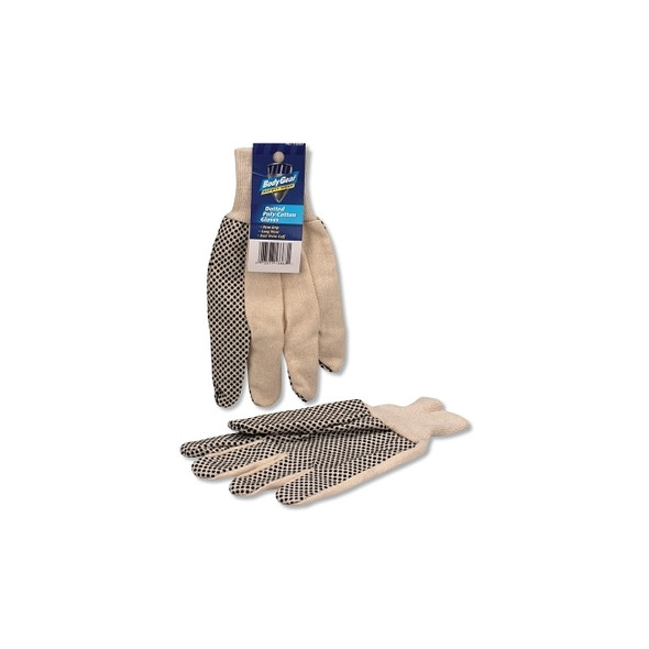 Dotted Cotton Gloves, Poly-Cotton, Large, Tan