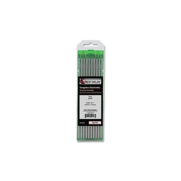 Pure Ground Tungsten Electrode, 5/32 in x 7 in, 10 PK
