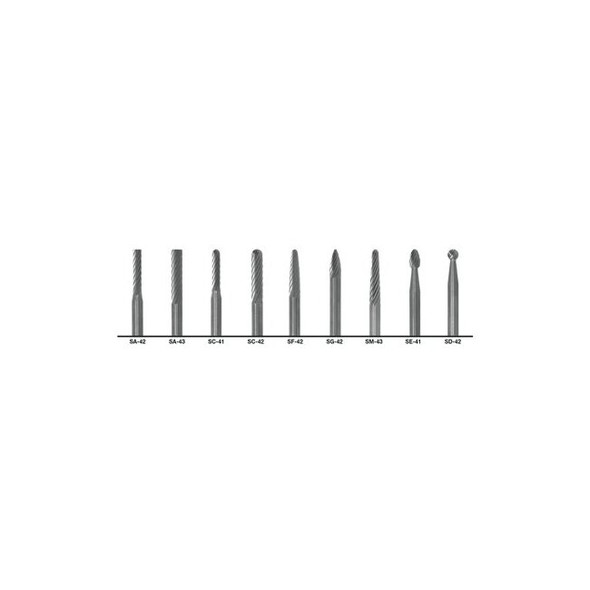 1855 General Purpose Solid Carbide Bur Set, 8-Pc, 1/4 in dia Cutting, 1/4 in dia C Shank, Stnd Cut