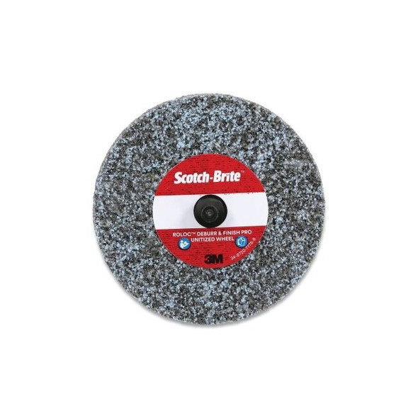 Roloc™+ Deburr and Finish PRO Unitized Wheel, 3 in dia x 1/8 in Thick, Medium+, 15100 RPM, Precision Shaped Ceramic