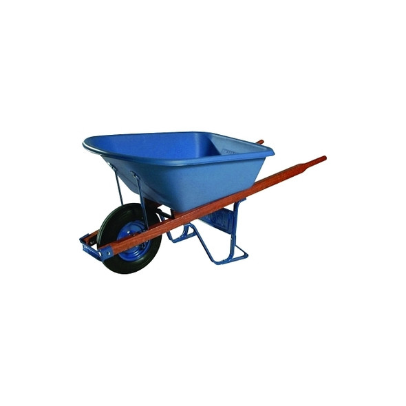 Jackson Poly Contractors Wheelbarrows, 5.75 cu ft, Flat-Free Smooth, B.B., Blue