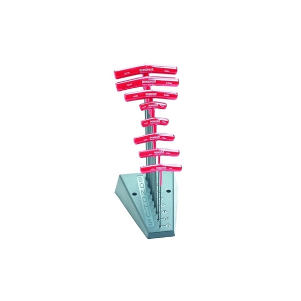 Balldriver T-Handle Hex Key Sets, 8 per stand, Hex Ball Tip, Metric