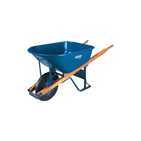 Jackson Steel Contractors Wheelbarrows, 6 cu ft, Pneumatic, Oilube Bearing, Blue