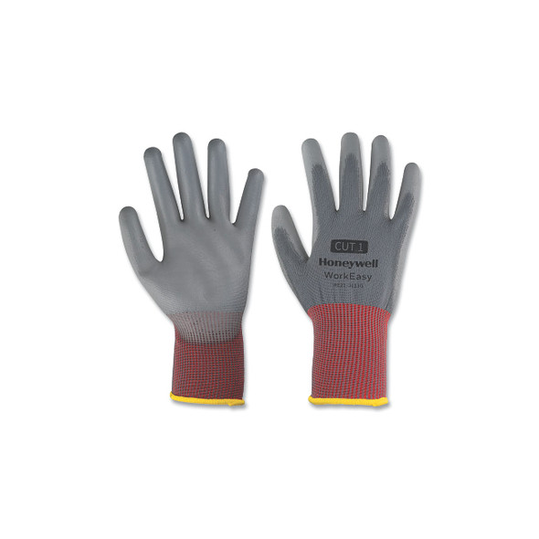 WorkEasy® Gloves, 3313G, Nitrile Palm Coating, Small, Gray/Red