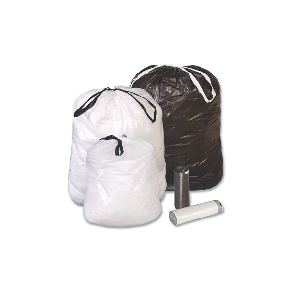 Draw-Tuff® Trash Can Liner, 12 gal, 0.7 mil, 24 in W x 28 in H, White