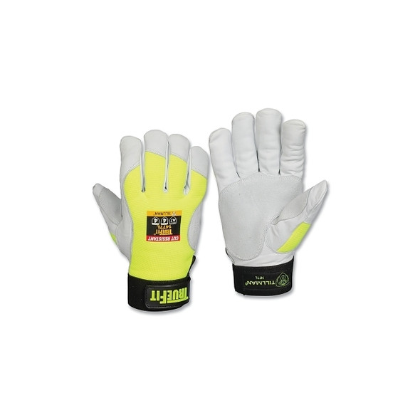 TrueFit® Cut-Resistant Gloves, 1477, Medium, Hi-Vis Yellow/Pearl