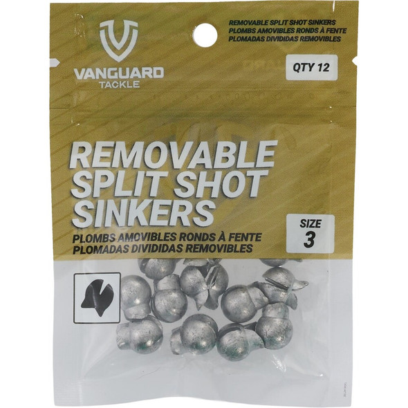 Vanguard Size 3 Removable Split Shot Sinker (12-Pack) VREMS3 834106