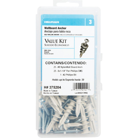 Hillman The Anchor Center Wallboard Nylon Anchor Kit 375204 753508