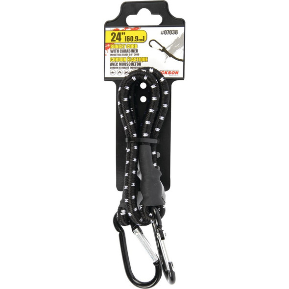 Erickson 1 In. x 24 In. Industrial Bungee Cord with Carabiner Hooks, Black 07038 581864