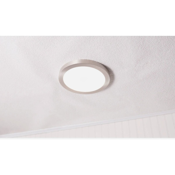 Feit Electric Edge-Lit 13 In. Nickel Round Disc 4-Way LED Flush Mount Light FP13/4WY/NK 549397