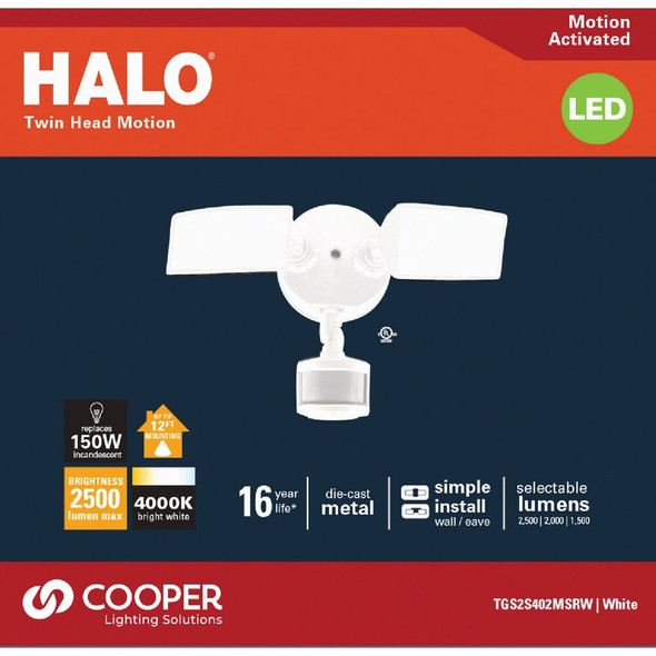 Halo Lumen Selectable White Square Head Motion Activated LED Floodlight Fixture TGS2S402MSRW 544817