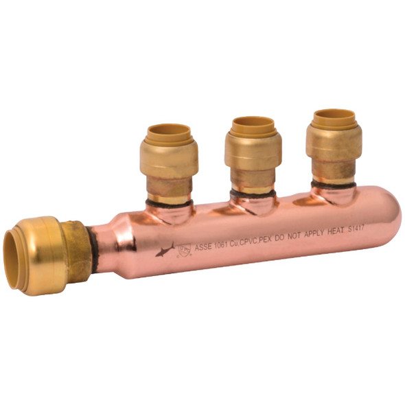 SharkBite 3/4 In. x 1/2 In. Push-to-Connect 3-Port Closed PEX Manifold 25553LF