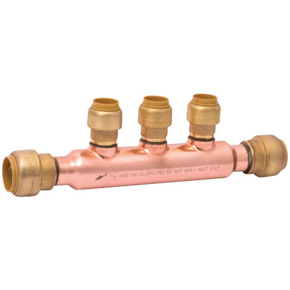 SharkBite 3/4 In. x 1/2 In. Push-to-Connect 3-Port Open PEX Manifold 25552LF