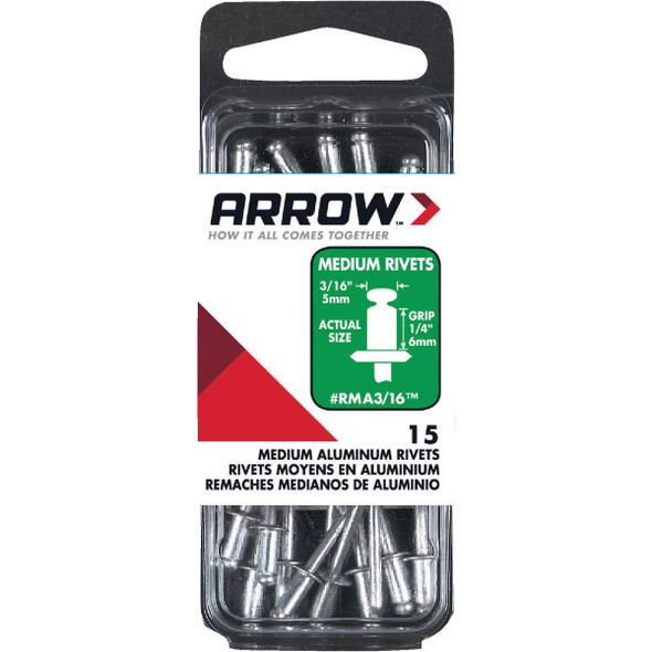 Arrow 3/16 In. x 1/4 In. Aluminum Rivet (15-Count) RMA3/16
