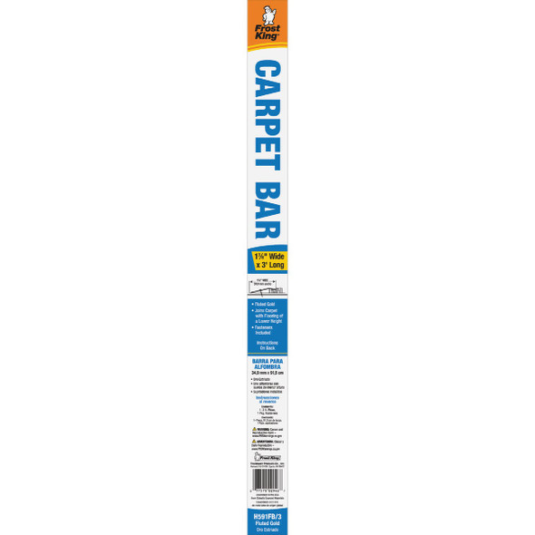 Frost King Satin Gold Fluted 1-3-8 In. x 3 Ft. Aluminum Carpet Trim Bar H591FB-3 260827