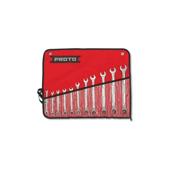 Reversible Combination Ratcheting Wrench Set, 11-Pc, Spline, Full Polish, 1/4 in to 3/4 in