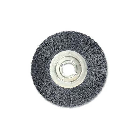Burr-Rx™ Crimped Filament Wheel Brush, 12 in dia, 1-1/4 in W Face, Abrasive Nylon, 1800 rpm