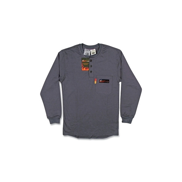 FR Treated Henley Shirts, 2X-Large, Grey