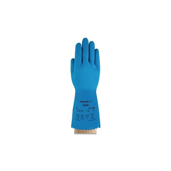 AlphaTec® 87-029 Natural Latex Rubber Glove, Size 11, Blue