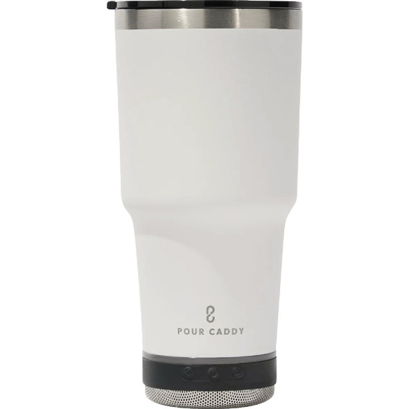 Pour Caddy Go Caddy 28 Oz. White Insulated Tumbler with Speaker GC-28-WHT