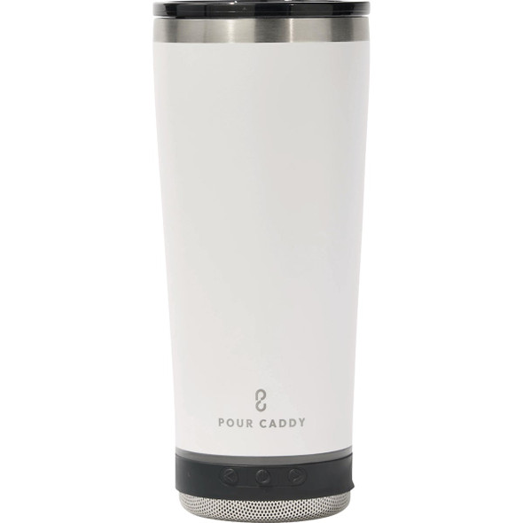 Pour Caddy Go Caddy 18 Oz. White Insulated Tumbler with Speaker GC-18-WHT