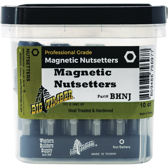 Big Timber 6-Piece Magnetic Nutsetter Bit Set, Bulk BHNJ Pack of 10 212985